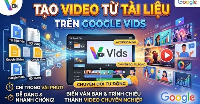 Hướng dẫn biến tài liệu thành video ai trên Google Vids chuyên nghiệp